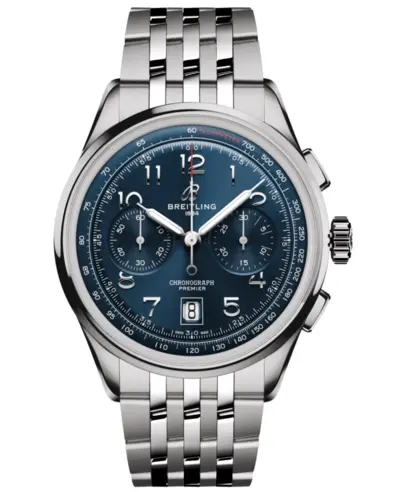 Authentic Breitling Premier B01 Chronograph 42 Blue Dial Steel Men's Watch AB0145171C1A1 (blue, arb11424)