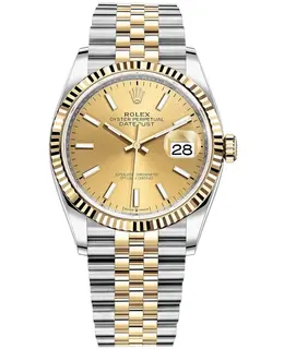 Rolex Datejust 36 Steel & Yellow Gold Champagne Dial Women's Watch m126233-0015