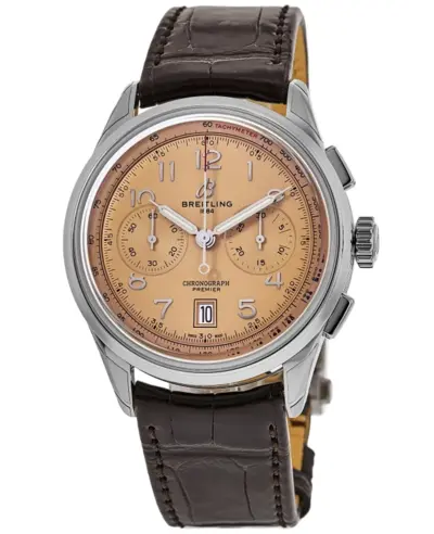 Breitling Premier B01 Chronograph 42 Copper Dial Leather Strap Men's Watch AB0145331K1P1 (arb11435)
