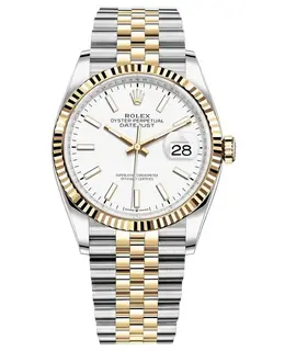 Rolex Datejust 36 Steel & Yellow Gold White Dial Women's Watch m126233-0019
