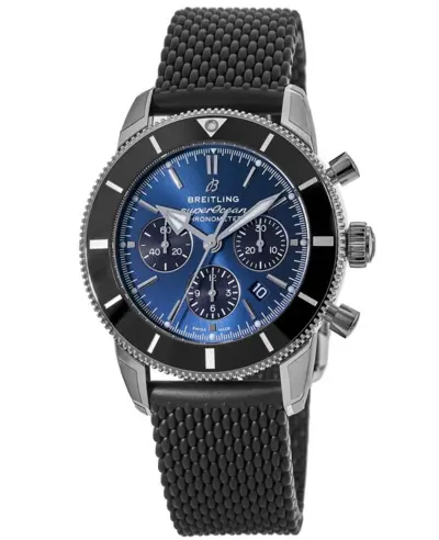 Breitling Superocean Heritage B01 Chronograph 44 Blue Dial Rubber Strap Men's Watch - AB0162121C1S1 (blue, arb11456)