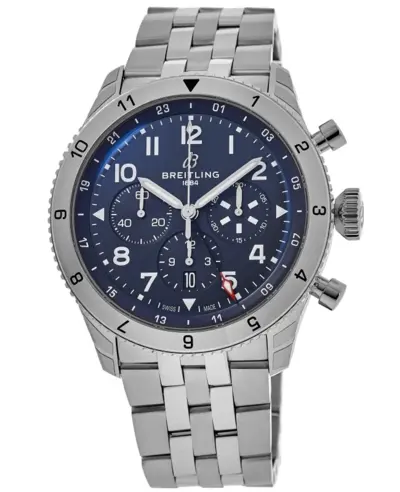 Breitling Super Avi B04 Chronograph GMT 46 Model AB04451A1C1A1 Blue Dial Steel Men's Watch (blue, arb11472)