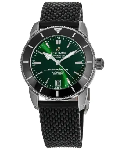 Men's Breitling AB2010121L1S1 Superocean Heritage Automatic Chronograph Watch 42mm Green Dial Rubber Strap (green, arb11486)
