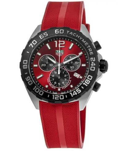 Tag Heuer Formula 1 Quartz Chronograph Red Dial Rubber Strap Men's Watch CAZ101AN.FT8055 (red, arb11527)