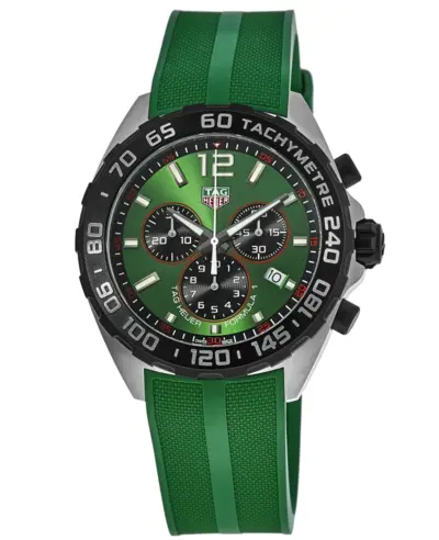 Brand New Authentic Tag Heuer Formula 1 Quartz Chronograph Green Dial Rubber Strap Men's Watch caz101ap.ft8056 (green, arb11529)