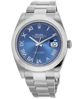 Rolex Datejust 41 Stainless Steel Azzuro Blue Roman Dial Men's Watch M126300-0017