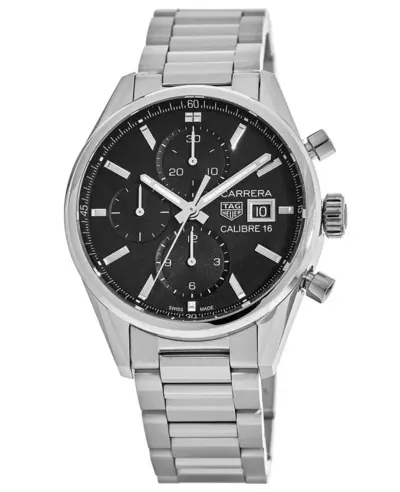 Tag Heuer Carrera Calibre 16 Chronograph Automatic Black Dial Steel Men's Watch CBK2110.BA0715 (black, arb11551)