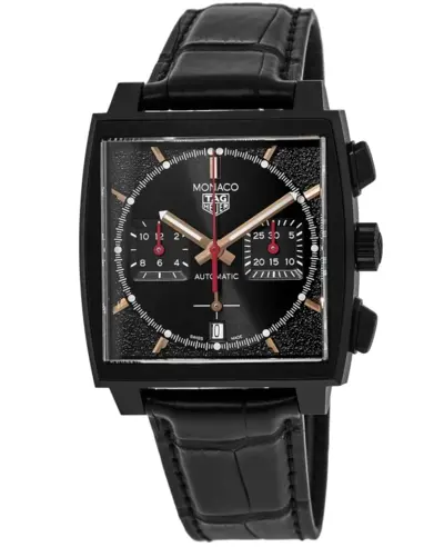 Tag Heuer Monaco Chronograph Special Edition Automatic Black Dial, Leather Strap cbl2180.fc6497 (black, arb11558)