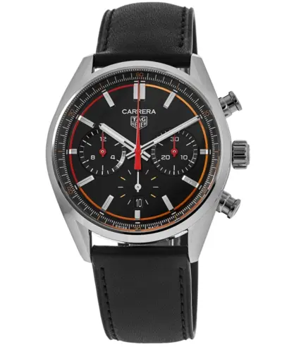 Men's Tag Heuer Carrera Chronograph Automatic CBN201.FC6542 Black Dial, Luminous Hands & Stick Markers, 3 Sub-dials (Seconds, Minutes, Hours), Date at 6 o'clock - Fine-brushed and Polished Stainless Steel Case & Strap CBN201C.FC6542 (black, arb11568)