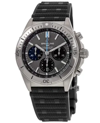 Men's Breitling Chronomat B01 42 Automatic Chronograph Grey Dial Black Rubber Strap - EB0134101M1S1 (arb11620)