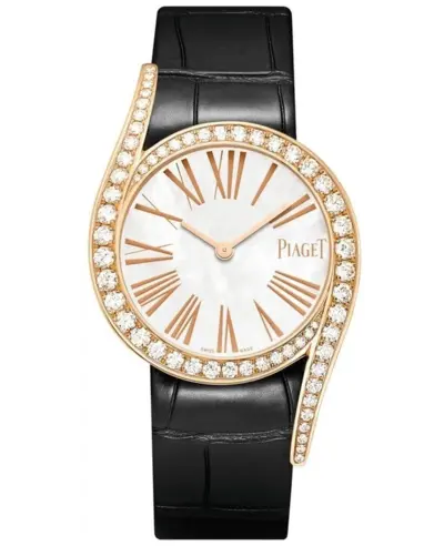 Piaget Limelight Gala Mother of Pearl Dial Diamond Rose Gold Leather Strap Women's Watch Model G0A43391 (arb11679)
