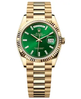 Rolex Day-Date Yellow Gold Automatic Green Diamond Dial Women's Watch m128238-0130