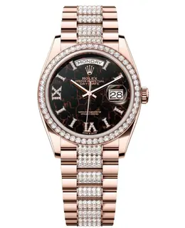 Rolex Day-Date Rose Gold Diamond Eisenkiesel Dial 18K Women's Watch m128345rbr-0045