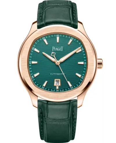 Piaget Polo Date Automatic Green Dial 18K Rose Gold Leather Strap Men's Watch Model G0A47010 (green, arb11732)