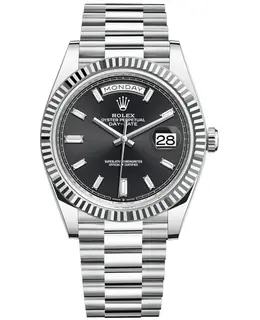 Rolex Day-Date 40 Platinum Black Diamond Dial Men's Watch m228236-0004