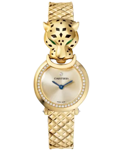 HPI01380 Brand New Cartier Panthere Allongee Small Gold Dial Diamond Yellow Gold Women's Watch (arb11778)