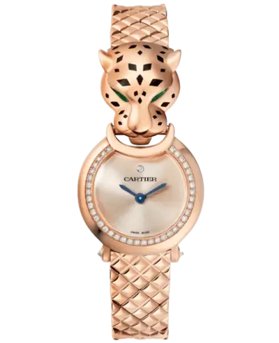 Cartier Panthere Allongee Small Pink Dial Diamond Rose Gold Women's Watch HPI01381 (pink, arb11779)