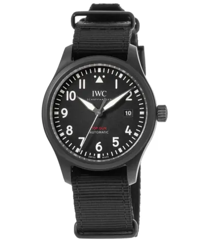 IWC Pilot's Top Gun Automatic Black Dial Fabric Strap Men's Watch Model IW326906 (black, arb11788)