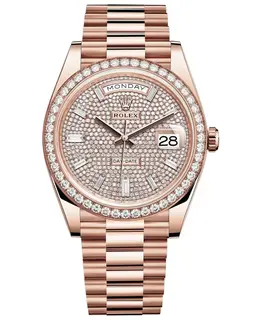 Rolex Day-Date 40 18K Everose Gold Diamond-Paved Dial Diamond Bezel Men's Watch m228345rbr-0002