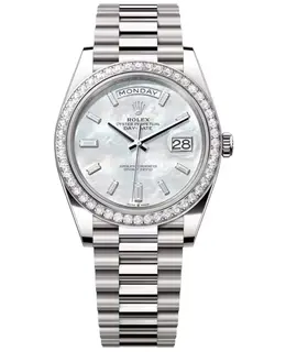 Rolex Day-Date 40 Automatic Diamond Dial Mother of Pearl White Gold Men's Watch m228349rbr-0046