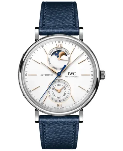 IWC Portofino IW359001 White Dial Blue Leather Strap Mens Automatic Calendar Watch (white, arb11835)