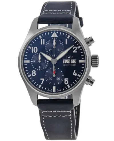 IWC Pilot's Chronograph IW388101 Blue Dial Leather Strap Men's Watch - Authentic Brand New (blue, arb11858)