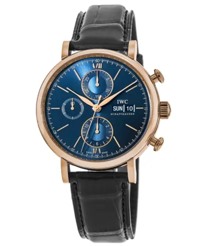 IWC Portofino Chronograph IW391035 - Men's Watch with Rose Gold Case, Blue Dial, Automatic Movement (blue, arb11882)