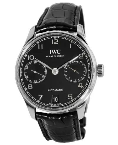 IWC Portugieser Automatic 7 Day Power Reserve Black Dial Leather Strap Men's Watch IW500703 (black, arb11911)