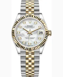 Rolex Datejust 31 Stainless Steel and Yellow Gold Mother of Pearl Diamond Dial Women's Watch m278273-0028