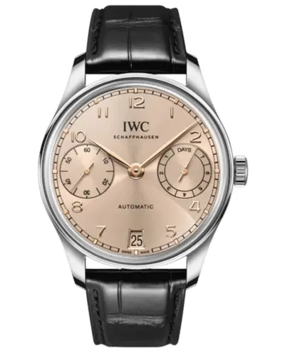IWC Portugieser Automatic 7 Day Power Reserve, Brown Dial Black Leather Strap Men's Watch IW501705 (brown, arb11920)