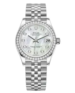 Rolex Datejust 31 Stainless Steel and White Gold Mother-of-Pearl Diamond Dial Diamond Bezel Women's Watch m278384rbr-0008