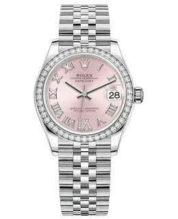 Rolex Datejust 31 Stainless Steel and White Gold Pink Pave Roman Dial Diamond Bezel Women's Watch m278384rbr-0028