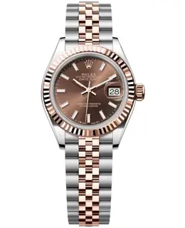 Rolex Lady-Datejust 28 Steel and Everose Gold Automatic Chocolate Dial Jubilee Bracelet Women's Watch m279171-0017