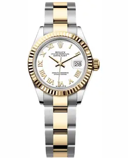 Rolex Lady-Datejust 28 Stainless Steel and Yellow Gold White Dial Oyster Bracelet Women's Watch m279173-0024