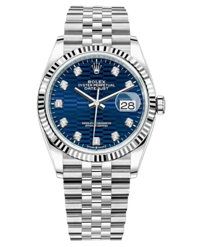Rolex Datejust 36 Women's Watch m126234-0057 Blue Fluted-Motif Diamond Dial (blue, arb12085)