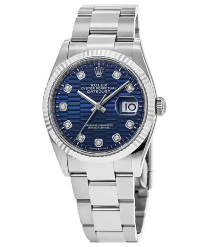 Rolex Datejust 36 M126234-0058, Blue Fluted-Motif Diamond Dial Women's Watch (blue, arb12086)