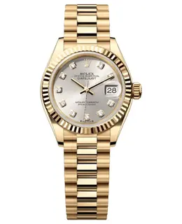 Rolex Lady-Datejust 28 Automatic Silver Diamond Dial 18K Yellow Gold Women's Watch m279178-0015
