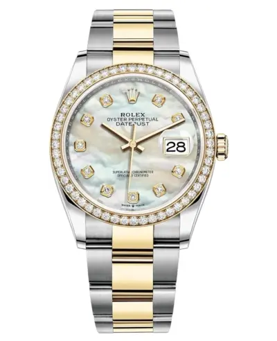 Rolex Datejust 36 Yellow Gold Mother-of-Pearl Diamond Dial Watch M126283RBR-0010 (arb12094)