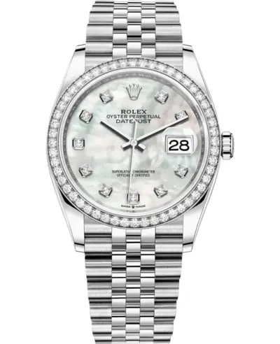 Rolex Datejust 36 Mother of Pearl Diamond Dial in White Gold & Stainless Steel, Model M126284RBR-0011 (arb12098)