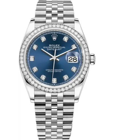 Rolex Datejust 36 White Gold & Diamonds Blue Diamond Dial Women's Watch, Model M126284RBR-0029 (blue, arb12105)