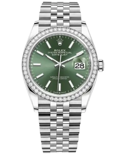 M126284RBR-0043 Authentic Rolex Datejust 36 White Gold Diamond Mint Green Dial Women's Watch (green, arb22248)