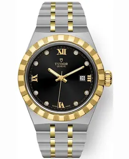 Tudor Royal Black Diamond Dial Stainless Steel and Yellow Gold Unisex Watch Model m28303-0005