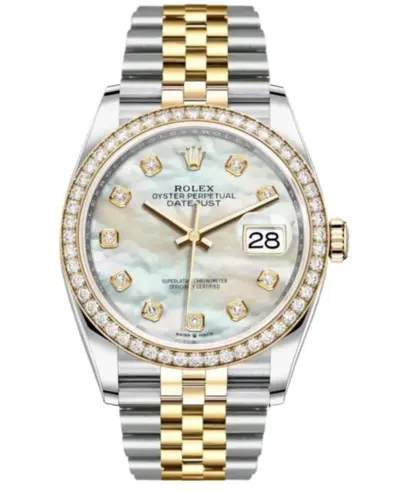 Rolex Datejust M126303-0018-cd Yellow Gold & Steel Mother of Pearl Diamond Dial Chronometer Movement (arb12132)