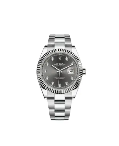 Rolex Datejust 41 Dark Rhodium Diamond Dial Men's Watch M126334-0005 (arb12159)