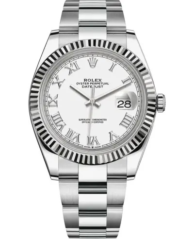 Rolex Datejust 41 Stainless Steel White Roman Dial Men's Watch Ref. M126334-0023 (white, arb12174)