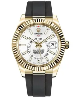 Rolex Sky-Dweller M326238-0006 - Yellow Gold 42mm White Dial Rubber Strap Men's Watch