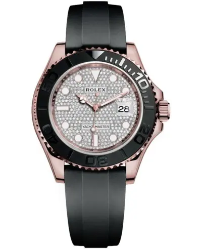 Rolex Yacht-Master 40 Pave Dial Black Rubber Men's Watch Model M126655-0005 (arb12219)
