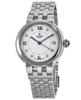 Authentic Tudor Clair De Rose White Dial Stainless Steel Women's Watch Model M35800-0004