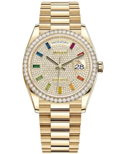 Rolex Day-Date m128348rbr-0030 Yellow Gold Diamond Dial Women's Watch (arb12265)