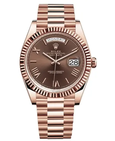 Rolex Day-Date 40, 18K Everose Gold Chocolate Dial Men's Watch Model m228235-0002 (arb12284)